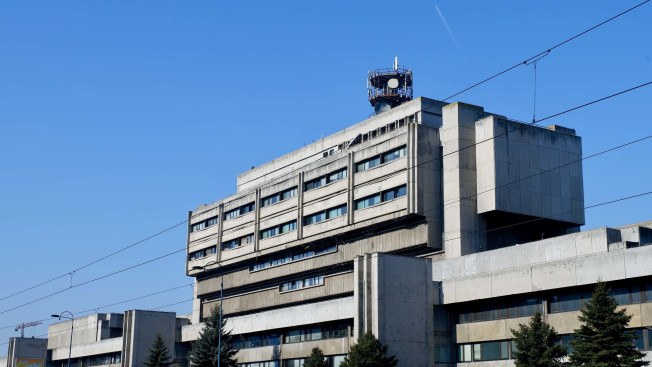 Radio and Television of Bosnia and Herzegovina (BHRT) building in Sarajevo, build in a brutalist style