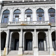 The rear entrance to the National Theatre in Sarajevo.