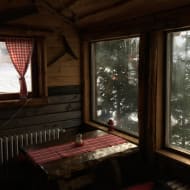 A ski lodge in Bosnia and Herzegovina with a view out the window