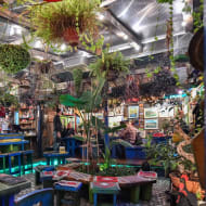 The inside of Avlija restaurant, which looks like a hanging garden