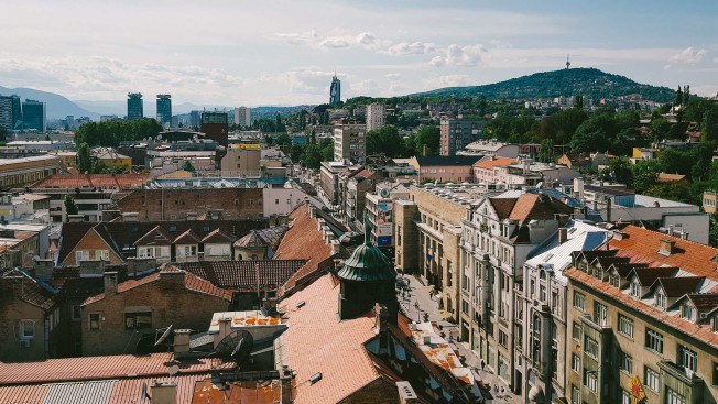 An aerial view of Maršala Tita street in Sarajevo